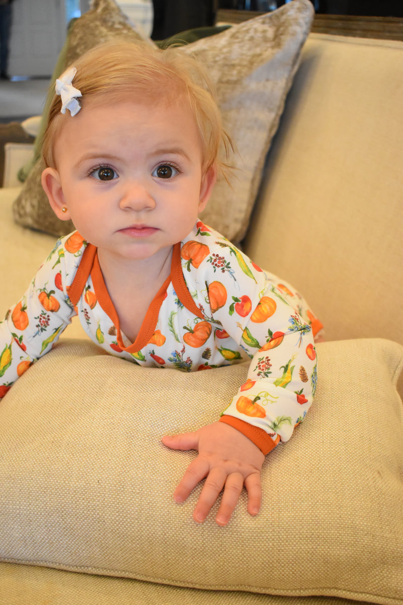 Long Sleeve Bodysuit - Fall Harvest Pumpkins