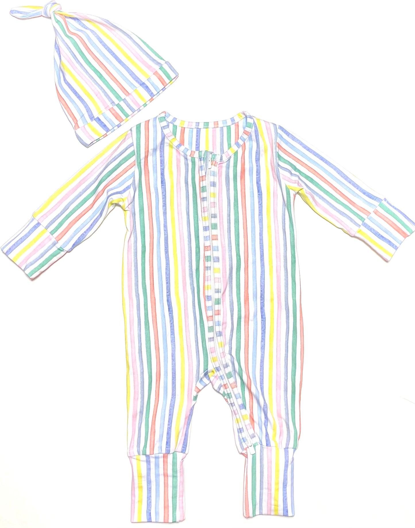 Double Zip One-Piece PJ - Sag Stripes