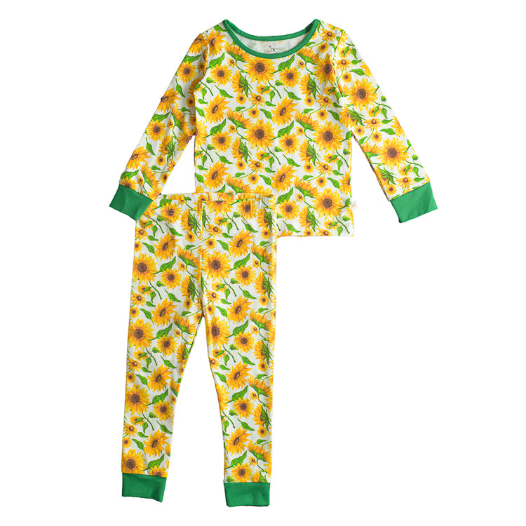 Two-Piece Long Sleeve Toddler Pajamas - Sunflowers