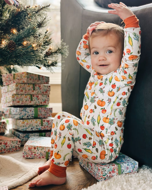 Two-Piece Long Sleeve Toddler Pajamas - Fall Harvest Pumpkins