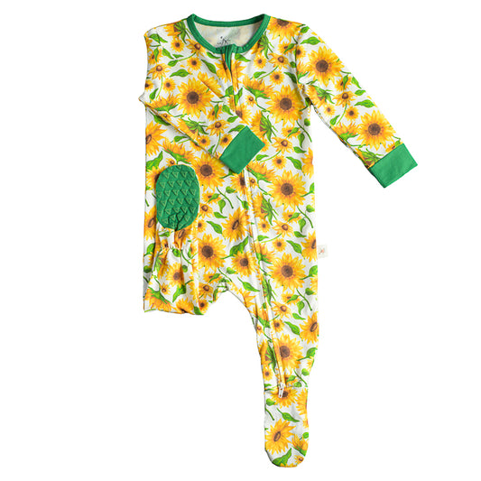 Double Zip Footed One-Piece PJ - Summer Sunflowers