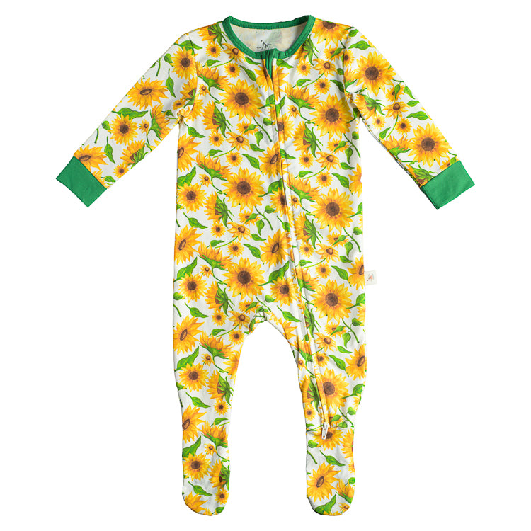 Double Zip Footed One-Piece PJ - Summer Sunflowers
