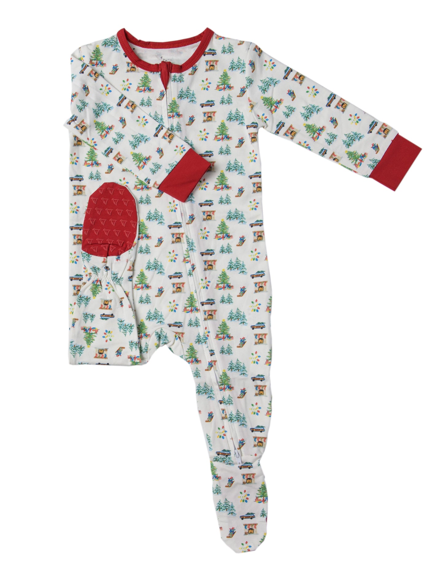 Double Zip Footed One-Piece PJ - Holiday Fun