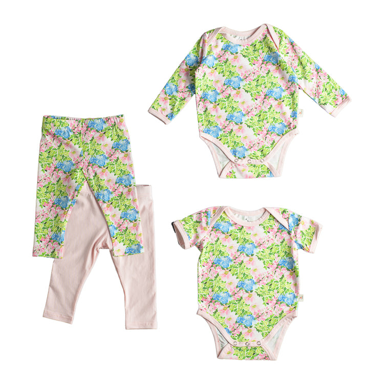 Amagansett Bouquet Long Sleeve & Short Sleeve Bodysuits + Leggings Bundle